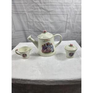 Shirley Temple (Danbury Mint) Tea Set, Teapot, Creamer And Sugar Bowl With Lid